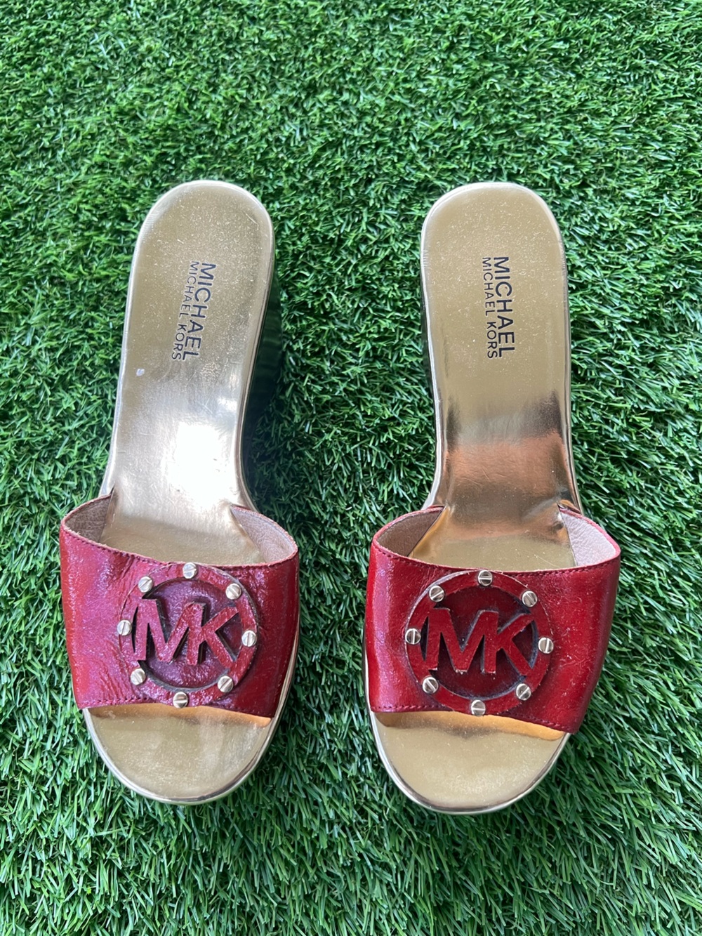 Red Michael Kors wedge